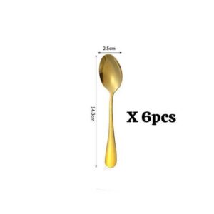6pcs Quality Gold Plated Stainless steel Tea Spoon set - Gold