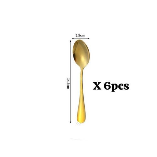 6pcs Quality Gold Plated Stainless steel Tea Spoon set - Gold